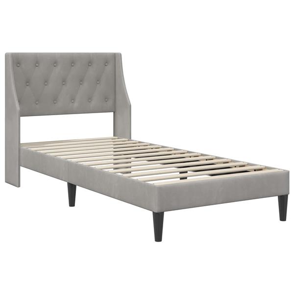 Grote foto vidaxl bedframe met hoofdeinde lichtgrijs 80 x 200 cm fluweel antiek en kunst stoelen en banken