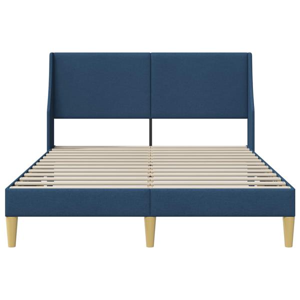 Grote foto vidaxl bedframe met hoofdeinde blauw 120 x 190 cm stof antiek en kunst stoelen en banken