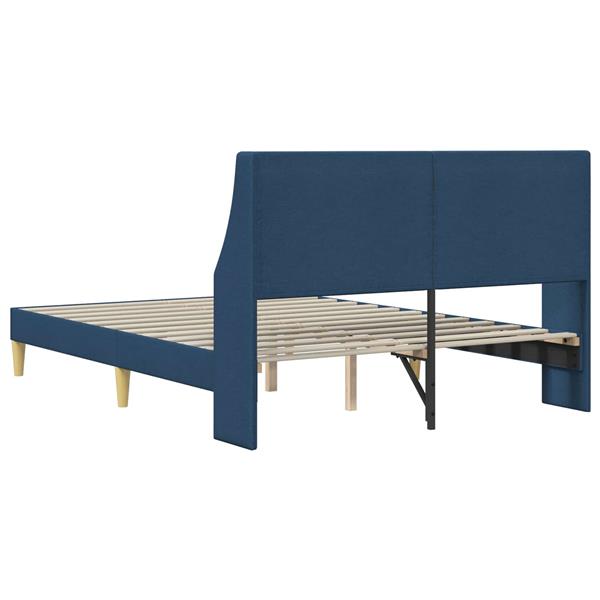 Grote foto vidaxl bedframe met hoofdeinde blauw 120 x 190 cm stof antiek en kunst stoelen en banken