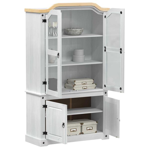 Grote foto vidaxl vitrinekast wit 103 5 x 42 x 180 cm massief grenenhout huis en inrichting overige