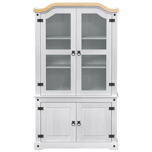 Grote foto vidaxl vitrinekast wit 103 5 x 42 x 180 cm massief grenenhout huis en inrichting overige