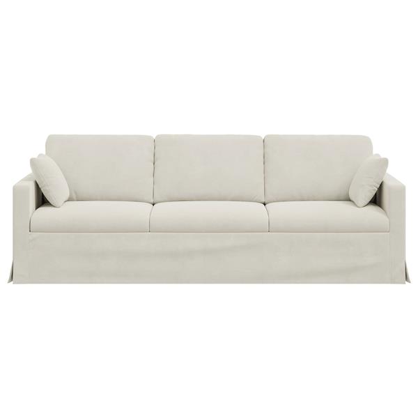 Grote foto vidaxl bank cr me 228 x 78 x 80 cm fluweel huis en inrichting bankstellen