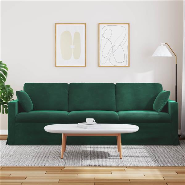 Grote foto vidaxl bank donkergroen 228 x 78 x 80 cm fluweel huis en inrichting bankstellen