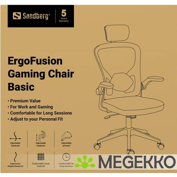 Grote foto sandberg ergofusion gaming chair basic spelcomputers games overige merken