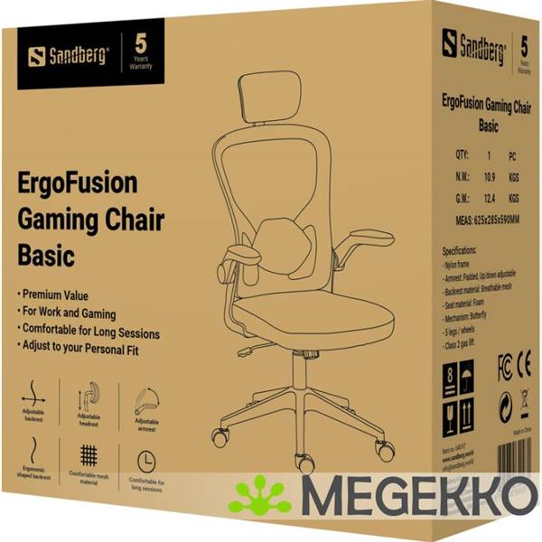 Grote foto sandberg ergofusion gaming chair basic spelcomputers games overige merken