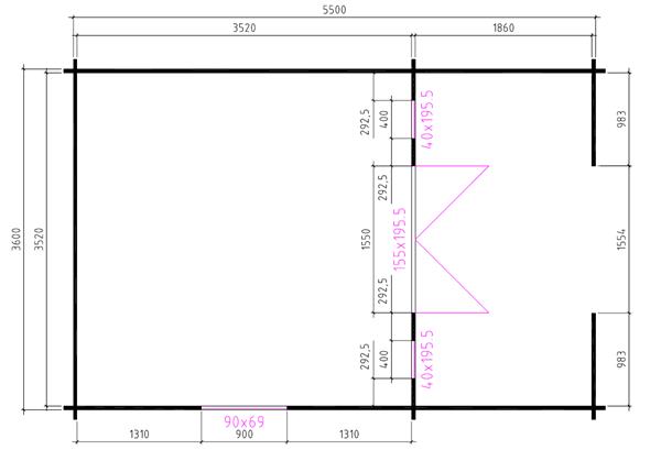 Grote foto blokhut 3838l met terras tuin en terras tuinhuisjes en blokhutten