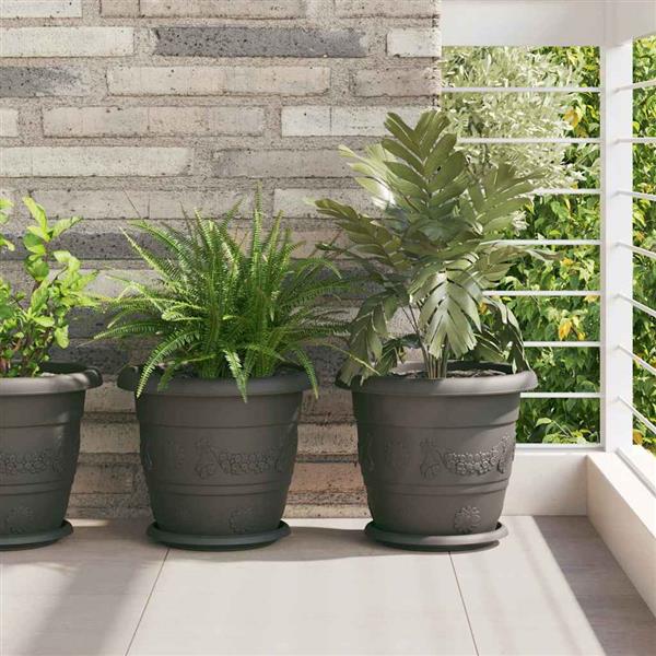 Grote foto vidaxl ronde bloempot 6 pcs zwart 26 x 21.5 cm kunststof tuin en terras overige tuin en terras