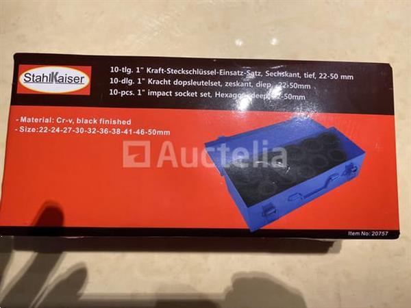 Grote foto zware slagdoppen set 10 delig stahlkaiser 22 50mm in metalen koffer doe het zelf en verbouw onderdelen en accessoires