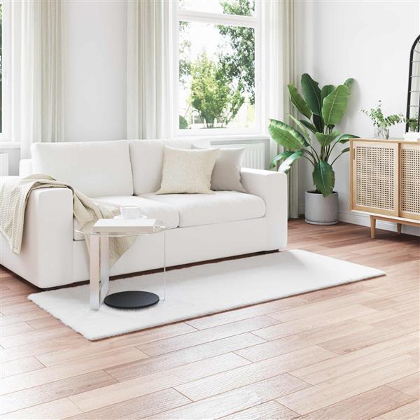 Grote foto vidaxl antislip neplederen konijnenbont vloerkleed olite wit polyester huis en inrichting vloerbedekking en kleden