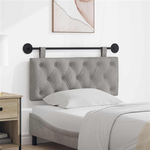 Grote foto vidaxl hangend hoofdeinde lichtgrijs 110 x 55 x 7 cm fluweel antiek en kunst stoelen en banken