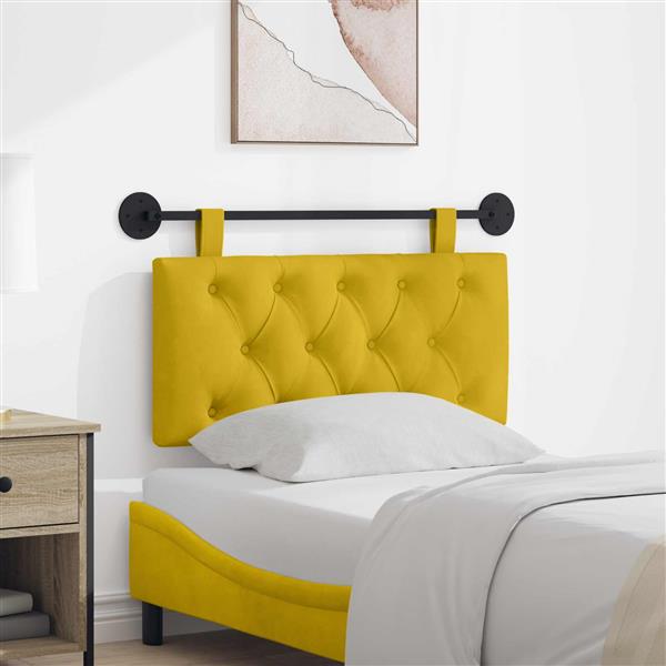 Grote foto vidaxl hangend hoofdeinde wandgemonteerd geel 100 x 55 x 7 cm fluweel antiek en kunst stoelen en banken