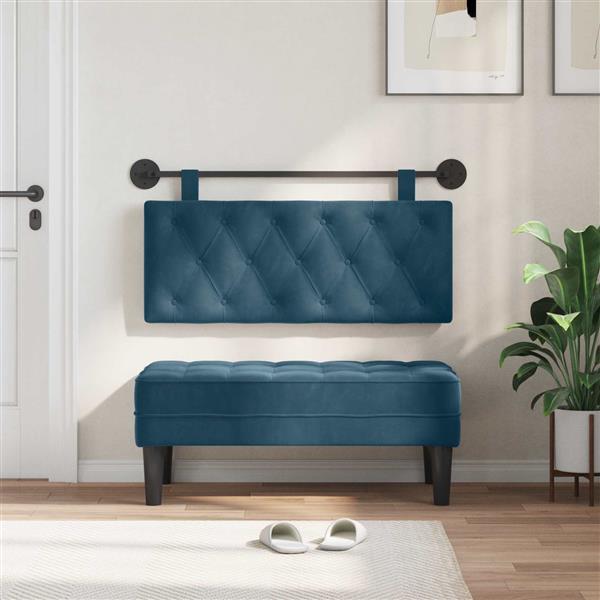 Grote foto vidaxl hangend hoofdeinde wandgemonteerd blauw 110 x 55 x 7 cm fluweel antiek en kunst stoelen en banken