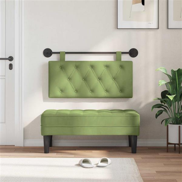 Grote foto vidaxl hangend hoofdeinde lichtgroen 90 x 55 x 7 cm fluweel antiek en kunst stoelen en banken