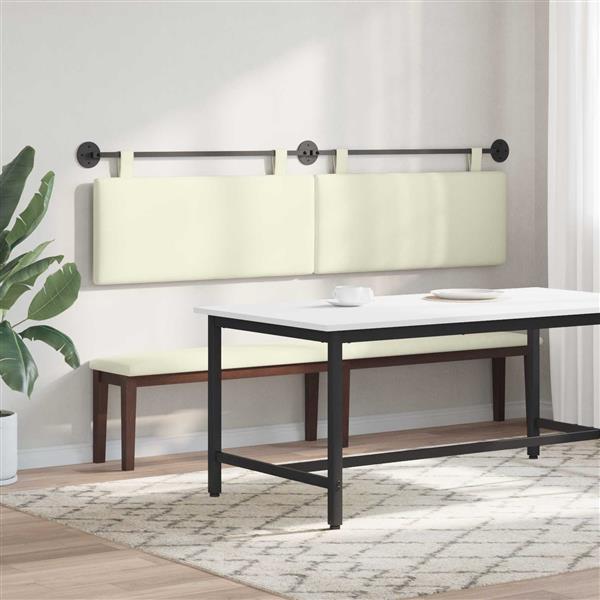 Grote foto vidaxl hangend hoofdeinde effen cr me 210 x 55 x 5 cm katoen stof antiek en kunst stoelen en banken