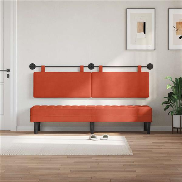 Grote foto vidaxl hangend hoofdeinde rood oranje 190 x 55 x 5 cm katoen stof antiek en kunst stoelen en banken