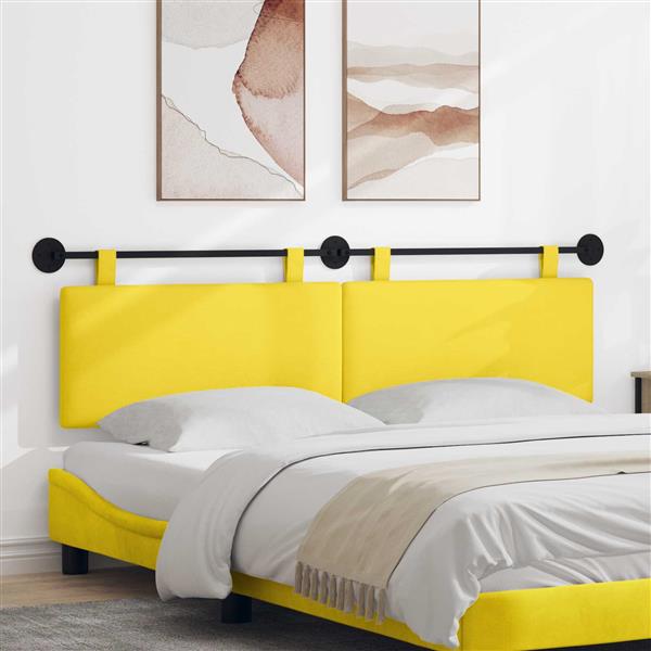Grote foto vidaxl hangend hoofdeinde effen lichtgeel 190 x 55 x 5 cm katoen stof antiek en kunst stoelen en banken