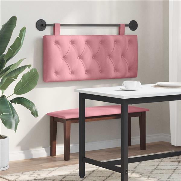 Grote foto vidaxl hangend hoofdeinde wandgemonteerd roze 110 x 55 x 7 cm fluweel antiek en kunst stoelen en banken