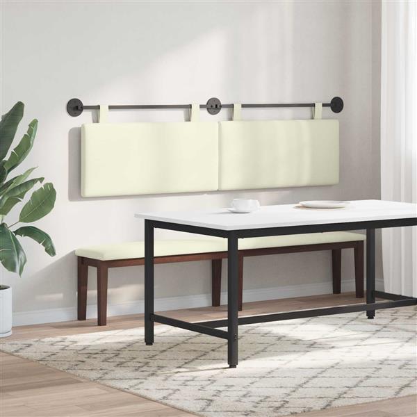 Grote foto vidaxl hangend hoofdeinde effen cr me 170 x 55 x 5 cm katoen stof antiek en kunst stoelen en banken