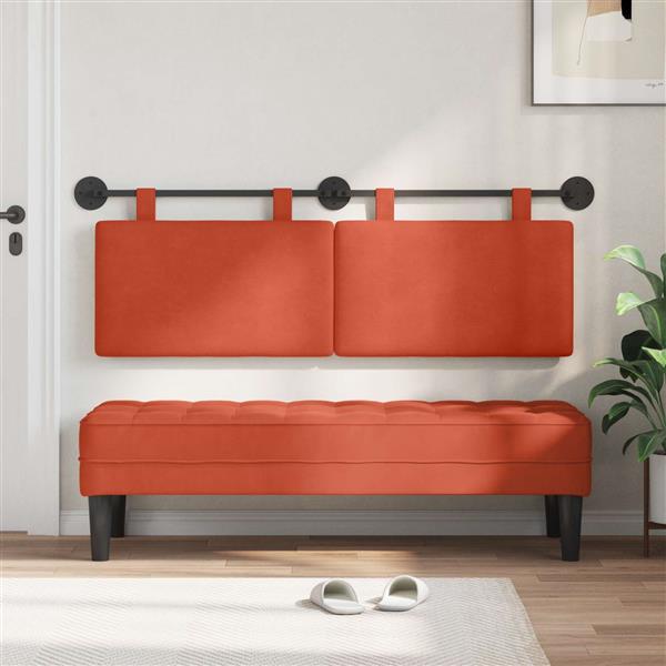 Grote foto vidaxl hangend hoofdeinde rood oranje 150 x 55 x 5 cm katoen stof antiek en kunst stoelen en banken