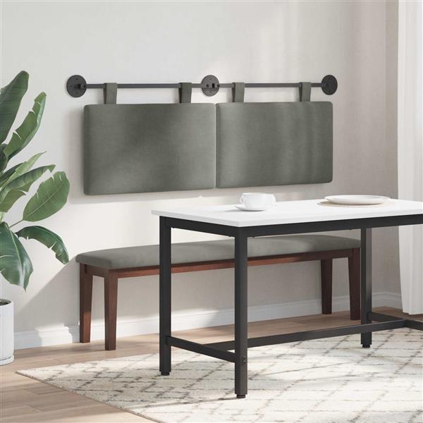 Grote foto vidaxl hangend hoofdeinde effen lichtgrijs 150 x 55 x 5 cm katoen stof antiek en kunst stoelen en banken