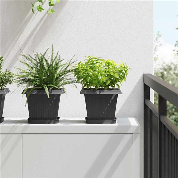 Grote foto vidaxl vierkante bloempot 24 pcs zwart 20 x 20 x 16 cm kunststof tuin en terras overige tuin en terras
