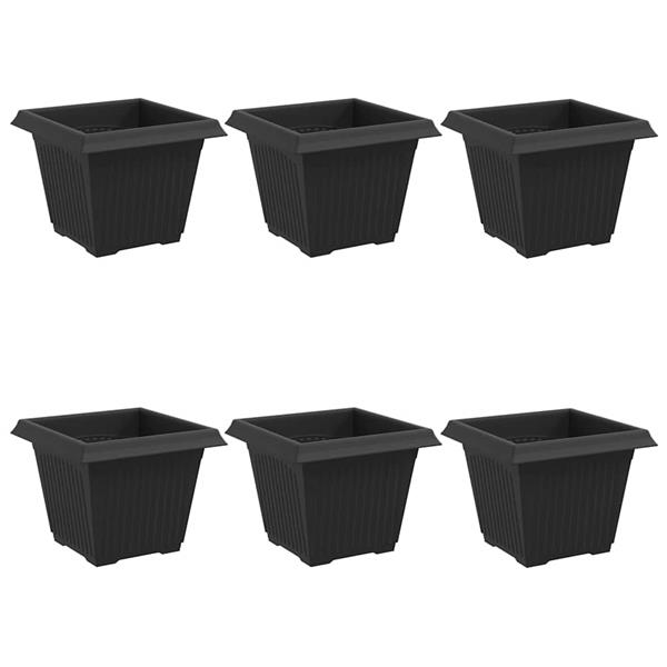 Grote foto vidaxl vierkante bloempot 6 pcs zwart 33 x 33 x 26 cm kunststof tuin en terras overige tuin en terras