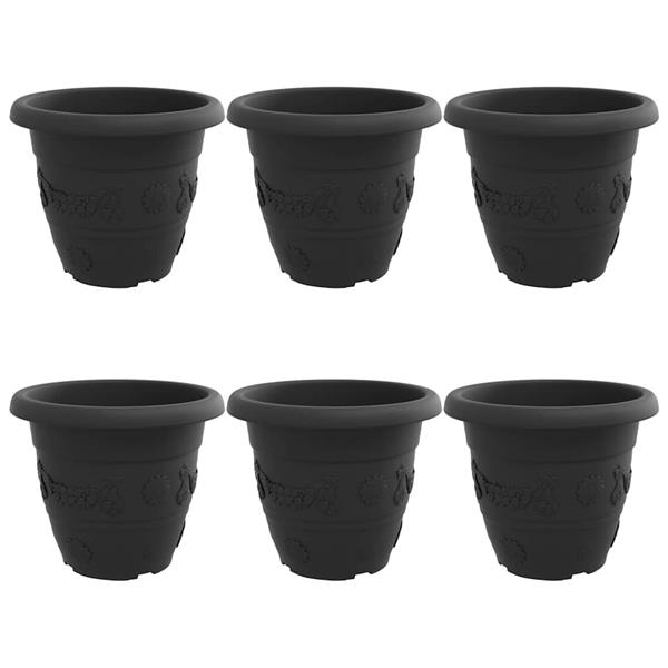 Grote foto vidaxl ronde bloempot 6 pcs zwart 26 x 21.5 cm kunststof tuin en terras overige tuin en terras