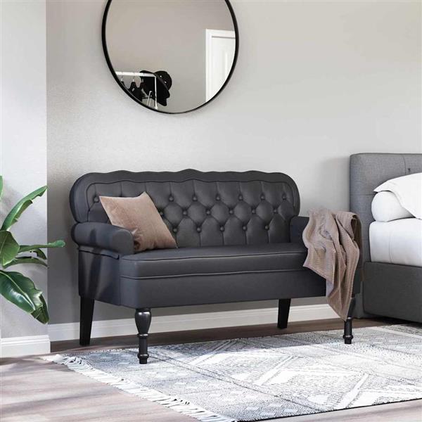 Grote foto vidaxl chesterfield bank zwart 119 5 x 64 5 x 75 cm nep leer huis en inrichting overige huis en inrichting