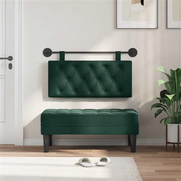 Grote foto vidaxl hangend hoofdeinde donkergroen 100 x 55 x 7 cm fluweel antiek en kunst stoelen en banken