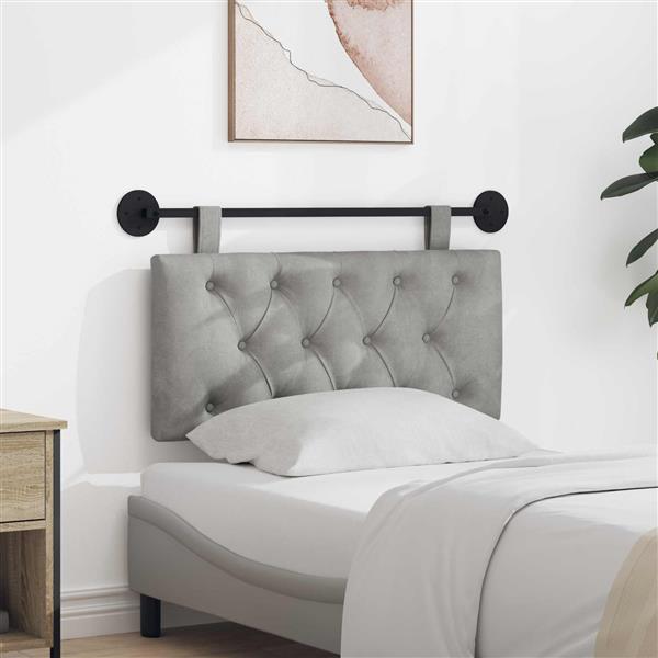 Grote foto vidaxl hangend hoofdeinde lichtgrijs 90 x 55 x 7 cm fluweel antiek en kunst stoelen en banken