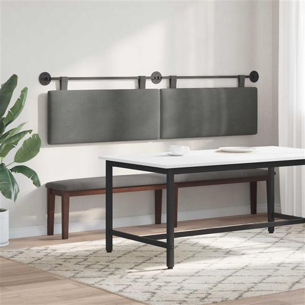 Grote foto vidaxl hangend hoofdeinde donkergrijs 210 x 55 x 5 cm katoen stof antiek en kunst stoelen en banken