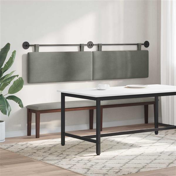 Grote foto vidaxl hangend hoofdeinde effen lichtgrijs 210 x 55 x 5 cm katoen stof antiek en kunst stoelen en banken