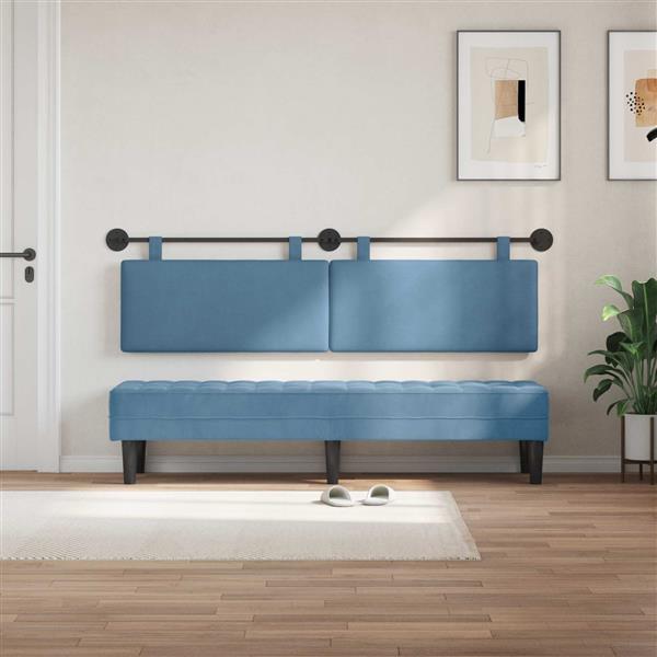 Grote foto vidaxl hangend hoofdeinde effen blauw 190 x 55 x 5 cm katoen stof antiek en kunst stoelen en banken