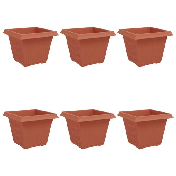 Grote foto vidaxl vierkante bloempot 6 pcs baksteenrood 43 x 43 x 33 5 cm tuin en terras overige tuin en terras