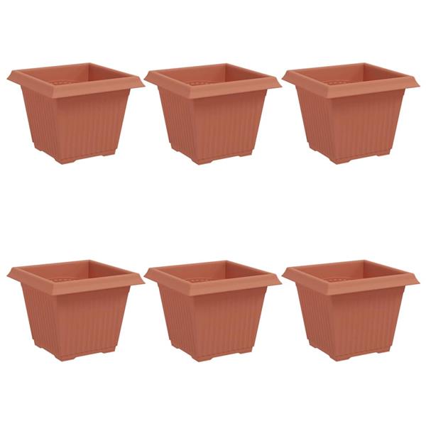 Grote foto vidaxl vierkante bloempot 6 pcs baksteenrood 33 x 33 x 26 cm kunststof tuin en terras overige tuin en terras