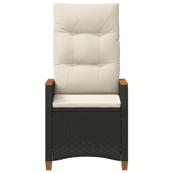 Grote foto vidaxl verstelbare tuinstoel zwart en cr me 64 x 57 5 x 112 cm tuin en terras tuinmeubelen