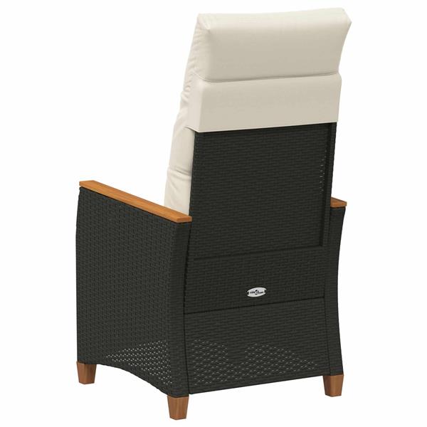 Grote foto vidaxl verstelbare tuinstoel zwart en cr me 64 x 57 5 x 112 cm tuin en terras tuinmeubelen