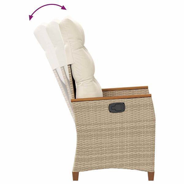 Grote foto vidaxl verstelbare tuinstoel beige en cr me 64 x 57 5 x 112 cm tuin en terras tuinmeubelen