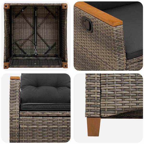 Grote foto vidaxl verstelbare tuinstoel grijs en marineblauw 64 x 57 5 x 112 cm tuin en terras tuinmeubelen