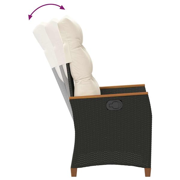 Grote foto vidaxl verstelbare tuinstoel zwart en cr me 64 x 57 5 x 112 cm tuin en terras tuinmeubelen