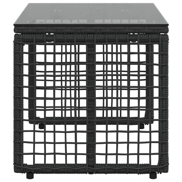 Grote foto vidaxl buiten tafel zwart 80 x 40 x 40 cm pe rattan en glas tuin en terras tuinmeubelen