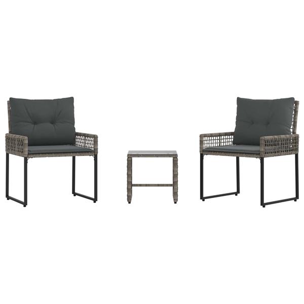 Grote foto vidaxl buitenmeubelset met kussen 3 pcs grijs tuin en terras tuinmeubelen