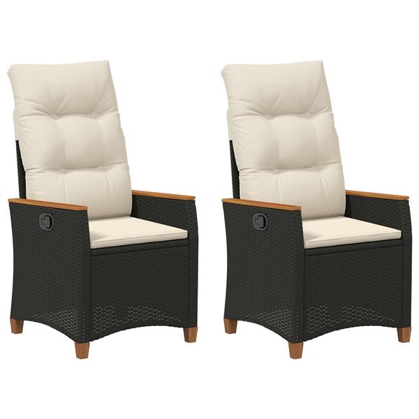 Grote foto vidaxl verstelbare tuinstoel zwart en cr me 64 x 57 5 x 112 cm tuin en terras tuinmeubelen