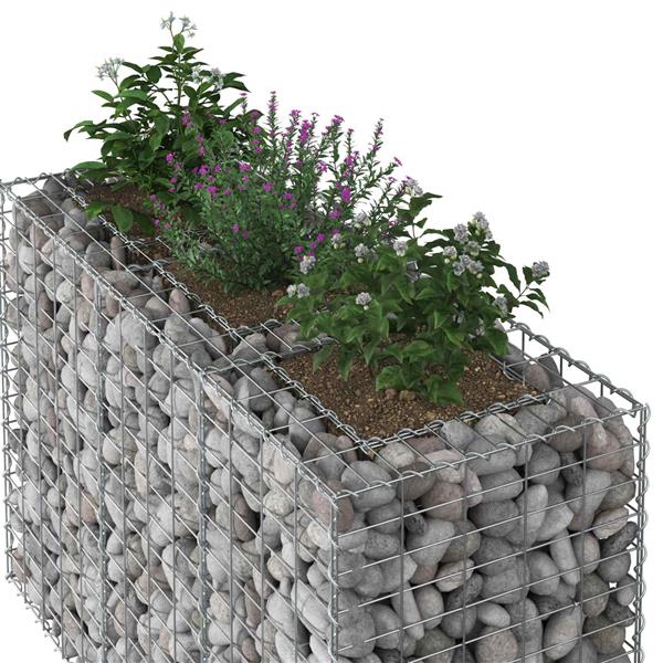 Grote foto vidaxl gabion verhoogd bed zilver 130 x 50 x 80 cm tuin en terras hekken en schuttingen