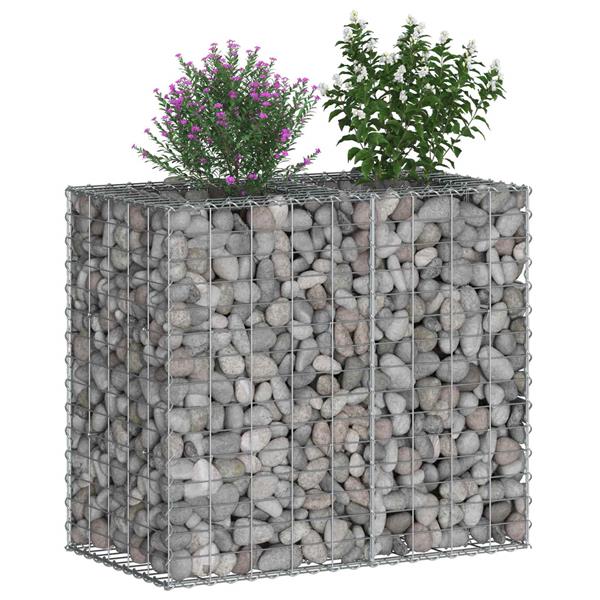 Grote foto vidaxl gabion verhoogd bed zilver 90 x 50 x 80 cm gegalvaniseerd staal tuin en terras hekken en schuttingen