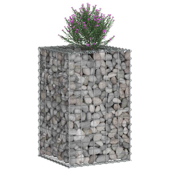 Grote foto vidaxl gabion verhoogd bed zilver 50 x 50 x 80 cm gegalvaniseerd staal tuin en terras hekken en schuttingen