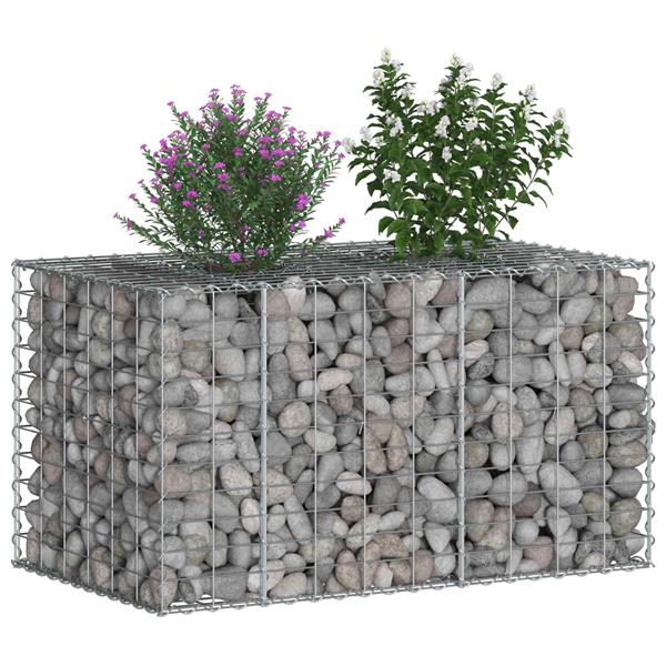 Grote foto vidaxl gabion verhoogd bed zilver 100 x 60 x 55 cm tuin en terras hekken en schuttingen
