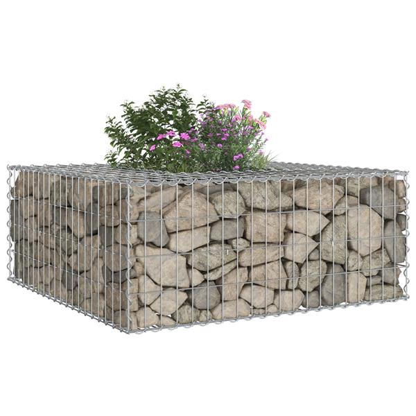 Grote foto vidaxl gabion verhoogd bed zilver 100 x 100 x 40 cm tuin en terras hekken en schuttingen
