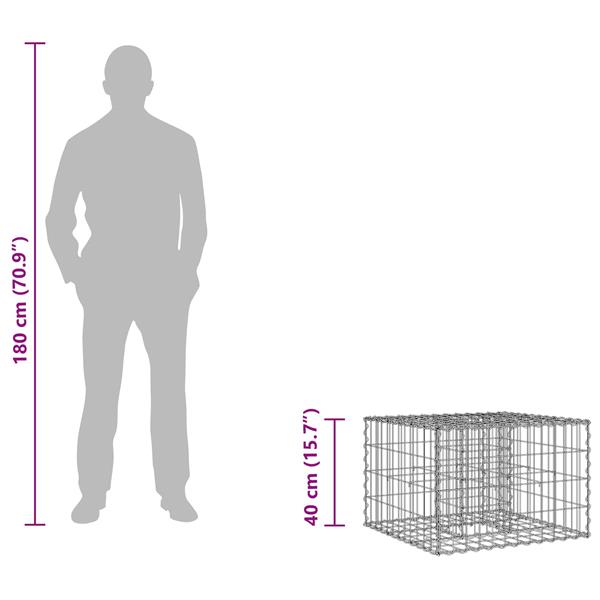 Grote foto vidaxl gabion verhoogd bed zilver 60 x 60 x 40 cm gegalvaniseerd staal tuin en terras hekken en schuttingen