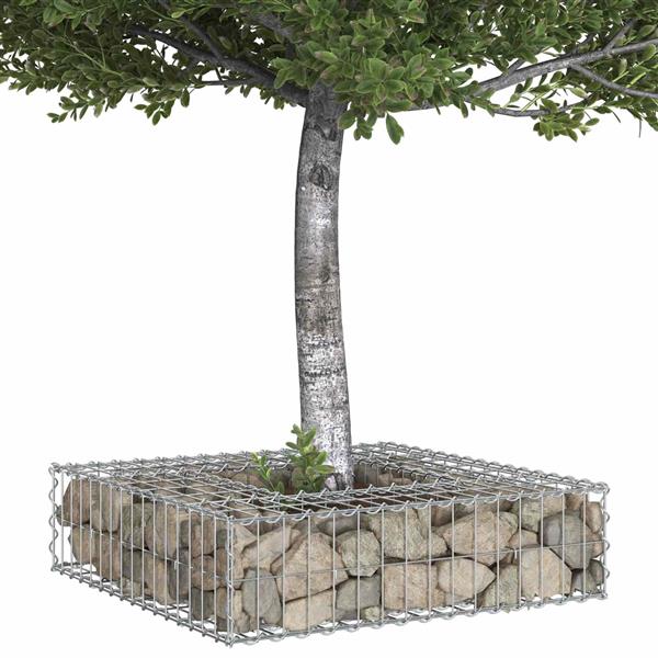 Grote foto vidaxl gabion verhoogd bed zilver 80 x 80 x 20 cm gegalvaniseerd staal tuin en terras hekken en schuttingen